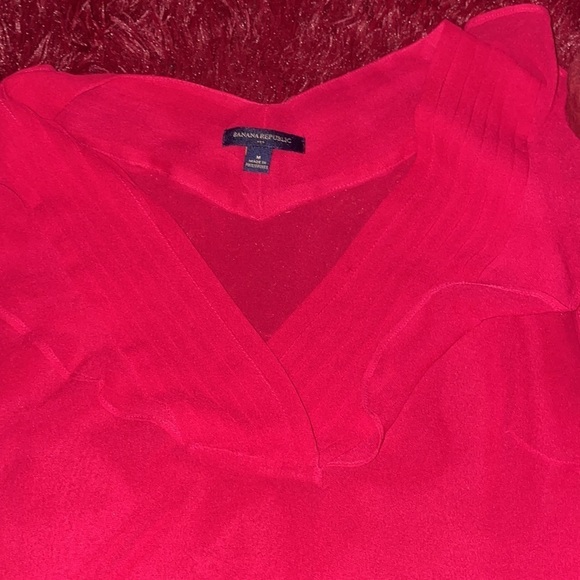 Banana Republic fushia double  layered ruffle trim blouse Sz M - Picture 5 of 16